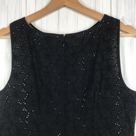 Ann Taylor Loft Eyelet Shift Dress Size 4 Black - Picture 5 of 7